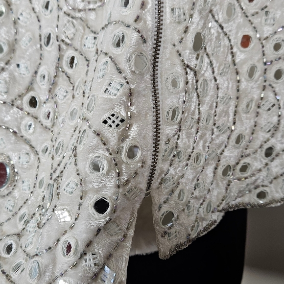 Sherri Hill Mirrored Beaded Mini Skirt Zipper Front Boho Glam Formal Statement - Picture 8 of 11